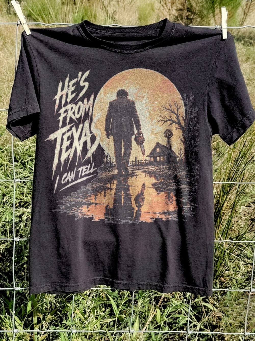 Black 'He's From Texas' Graphic Tee